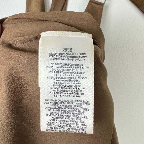 BCBGMaxazria Abbott Mocha Brown Faux Suede Cocktail Mini Shift Dress w POCKETS - Picture 10 of 13